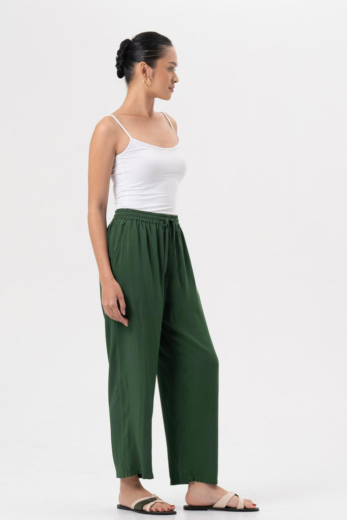 Maya Drawstring Pants Forest Green