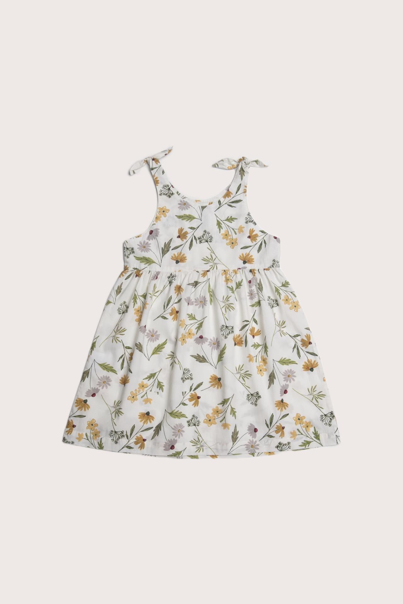 Molly Tie Dress Flora Sage Yellow