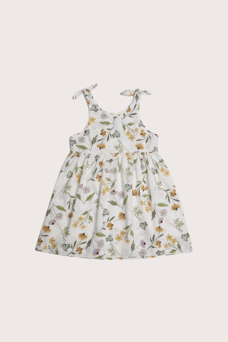 Molly Tie Dress Flora Sage Yellow
