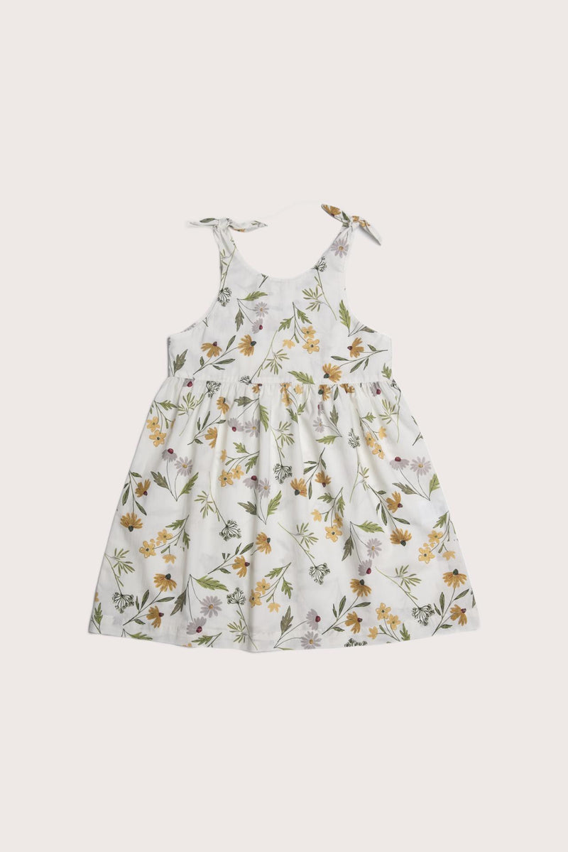 Molly Tie Dress Flora Sage Yellow