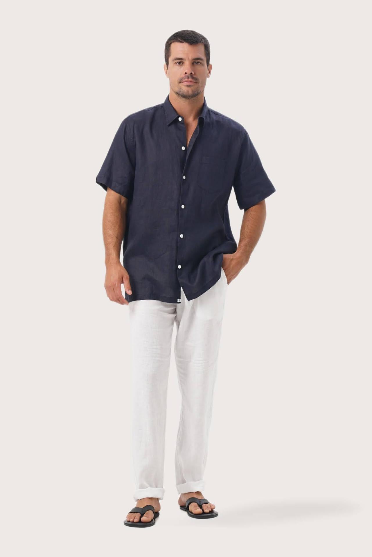 Mori Linen Shirt Navy