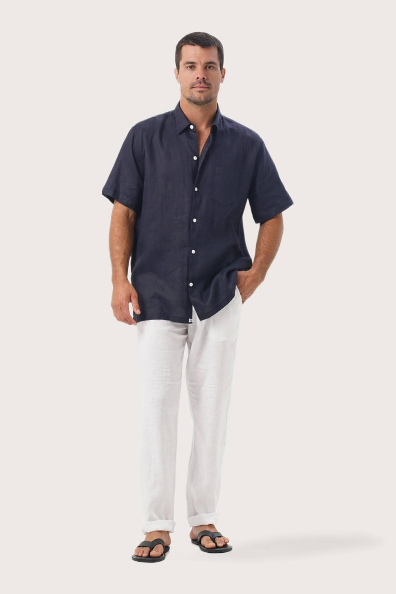 Mori Linen Shirt Navy