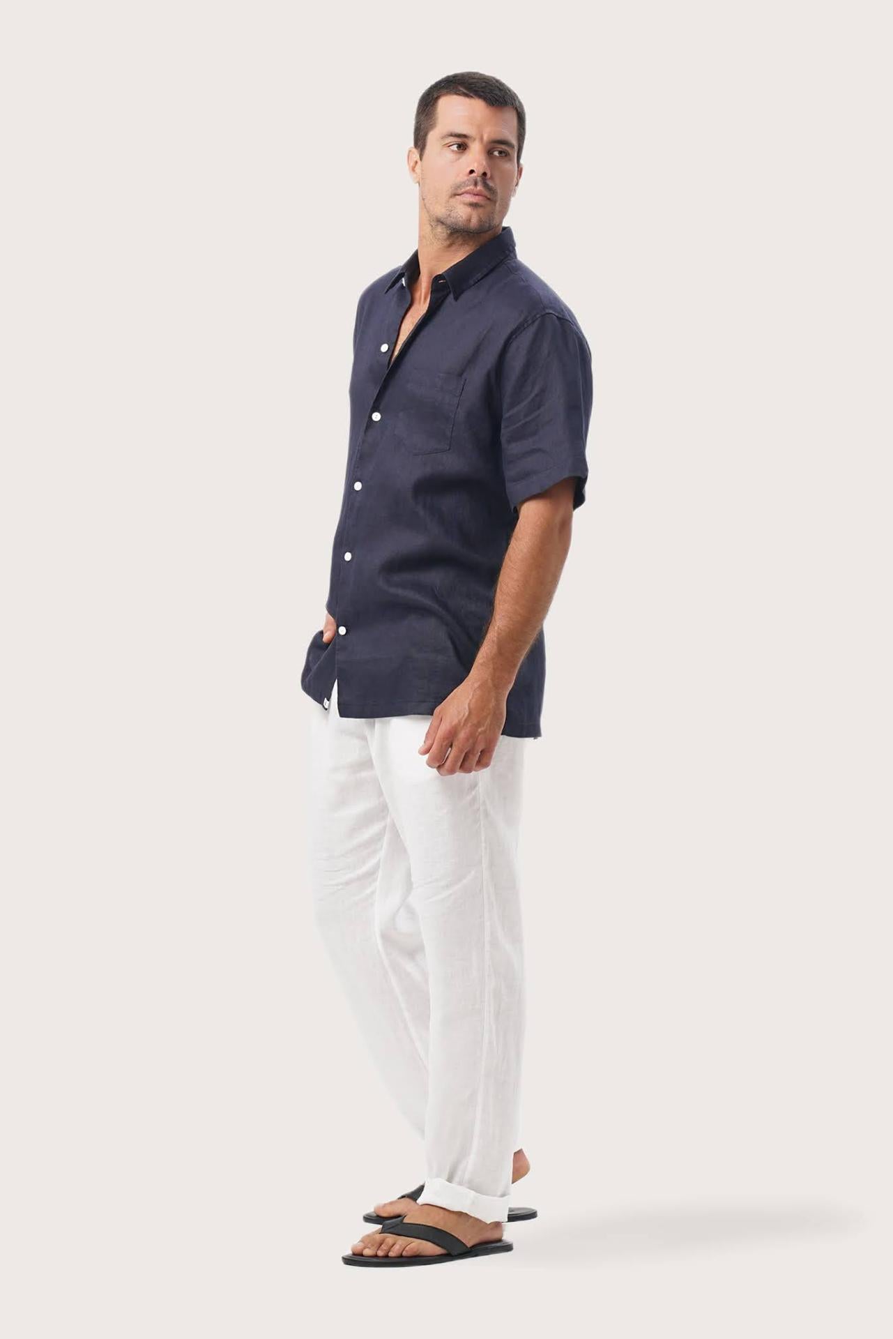 Mori Linen Shirt Navy