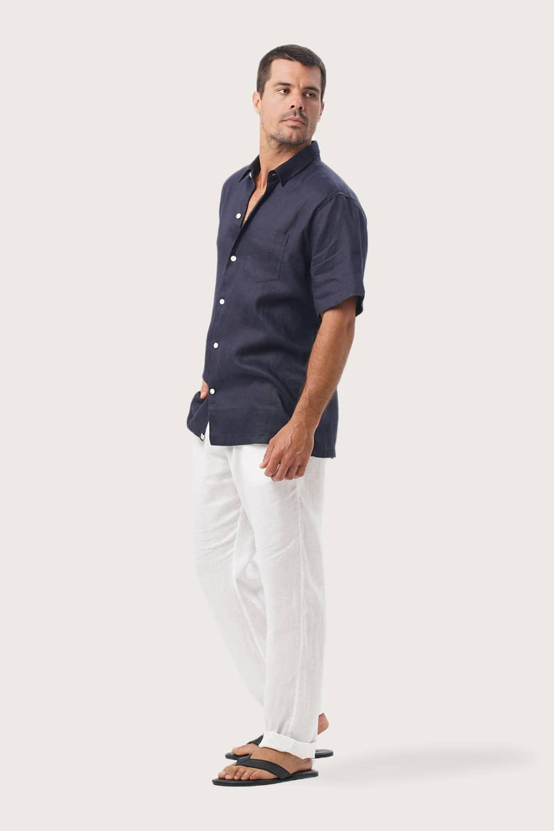 Mori Linen Shirt Navy