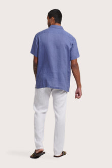 Mori Short Sleeve Linen Shirt Blue Jeans