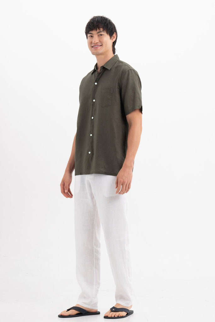 Mori Short Sleeve Linen Shirt Brown