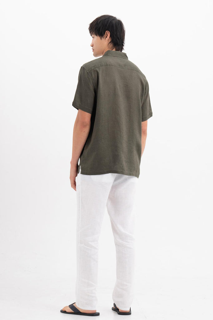 Mori Short Sleeve Linen Shirt Brown