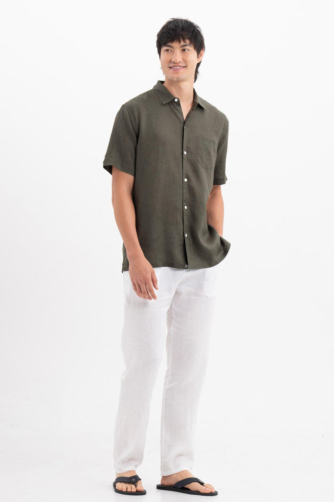 Mori Short Sleeve Linen Shirt Brown