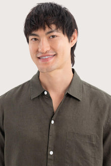 Mori Short Sleeve Linen Shirt Brown