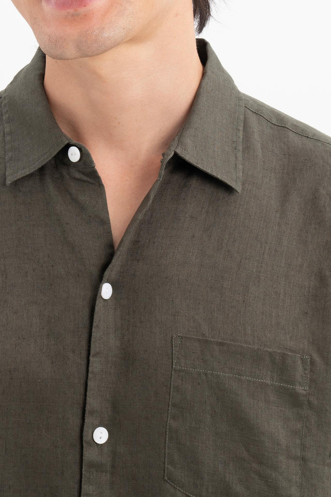 Mori Short Sleeve Linen Shirt Brown