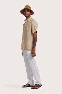 Mori Short Sleeve Linen Shirt Creme