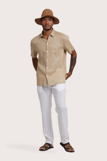 Mori Short Sleeve Linen Shirt Creme