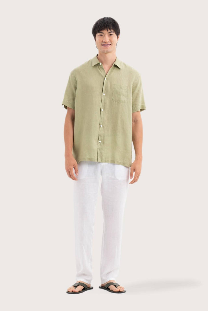 Mori Short Sleeve Linen Shirt Green