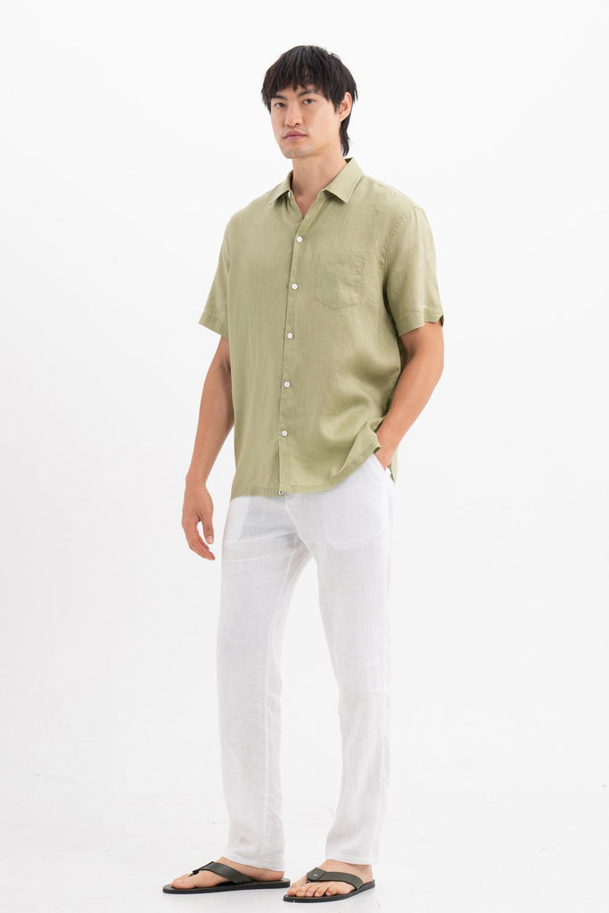 Mori Short Sleeve Linen Shirt Green