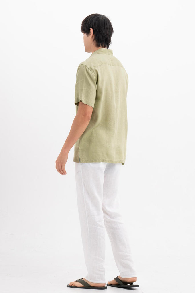 Mori Short Sleeve Linen Shirt Green