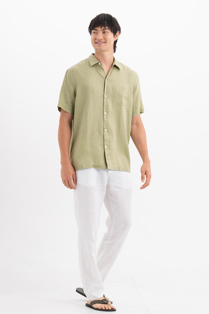 Mori Short Sleeve Linen Shirt Green