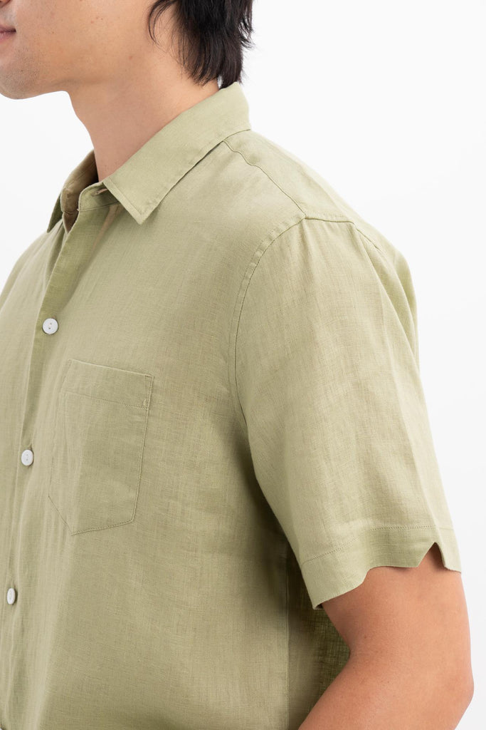 Mori Short Sleeve Linen Shirt Green