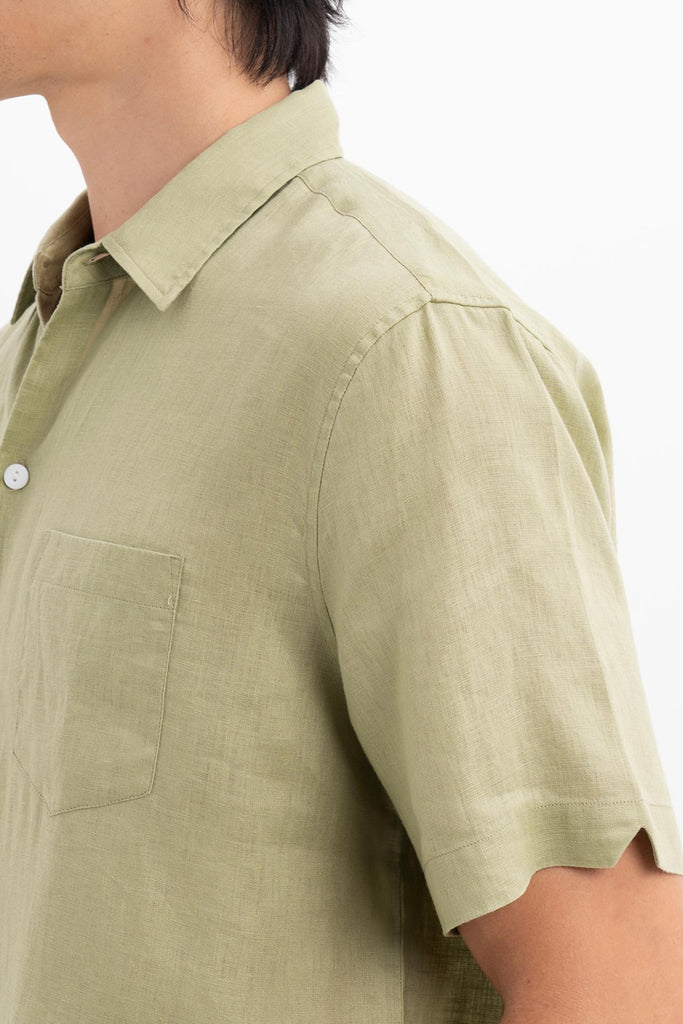 Mori Short Sleeve Linen Shirt Green