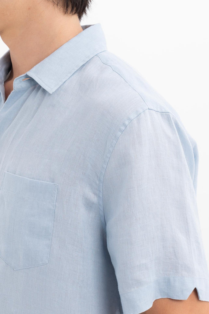 Mori Short Sleeve Linen Shirt Light Blue