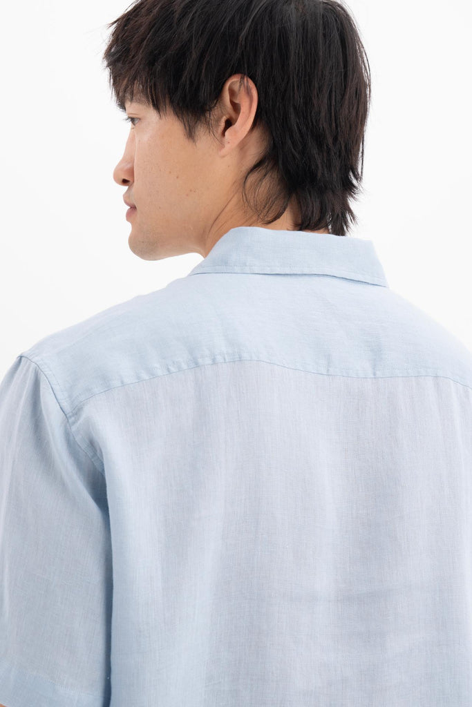 Mori Short Sleeve Linen Shirt Light Blue