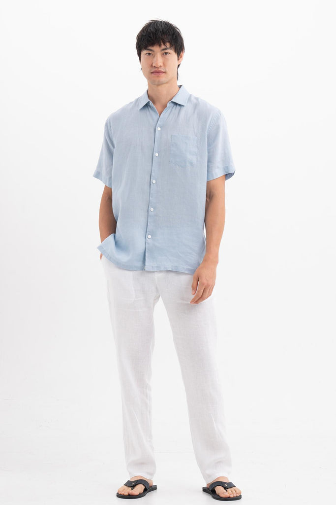 Mori Short Sleeve Linen Shirt Light Blue