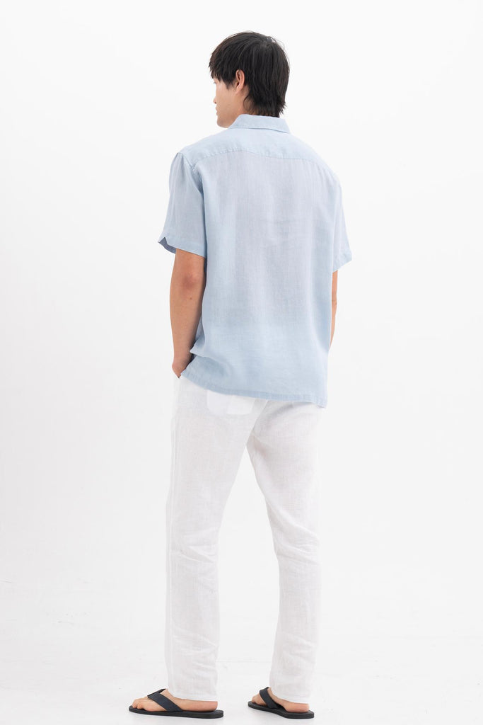 Mori Short Sleeve Linen Shirt Light Blue