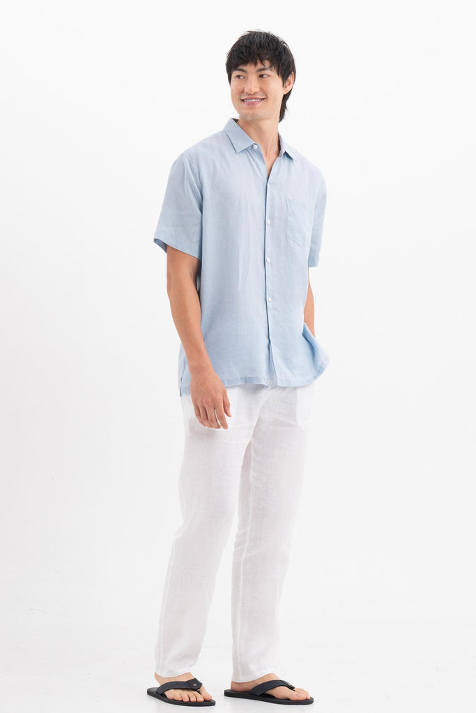 Mori Short Sleeve Linen Shirt Light Blue