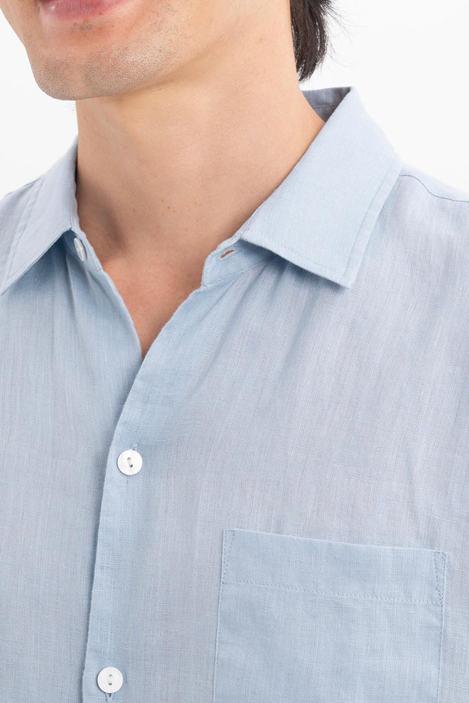 Mori Short Sleeve Linen Shirt Light Blue