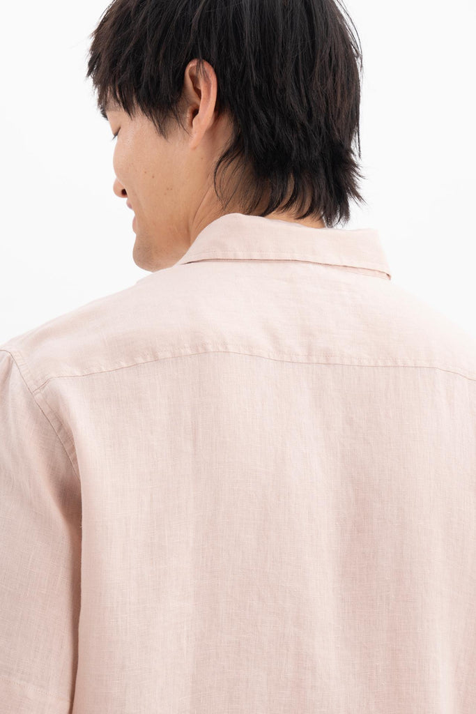 Mori Short Sleeve Linen Shirt Light Pink