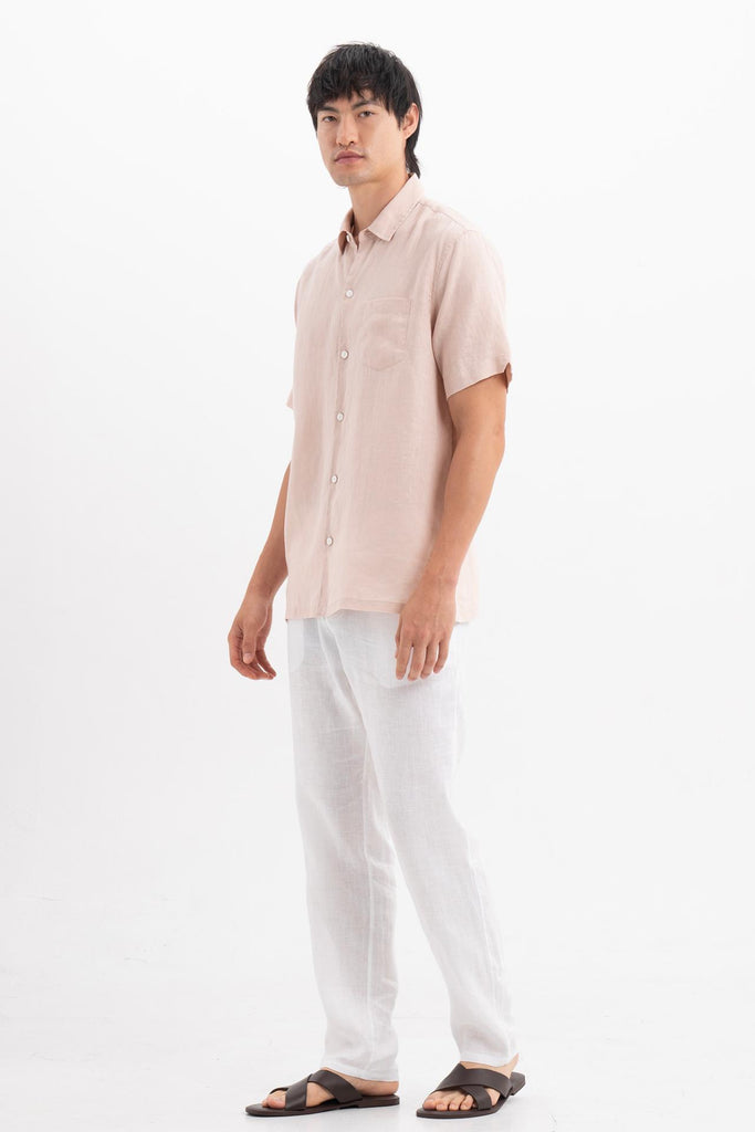 Mori Short Sleeve Linen Shirt Light Pink