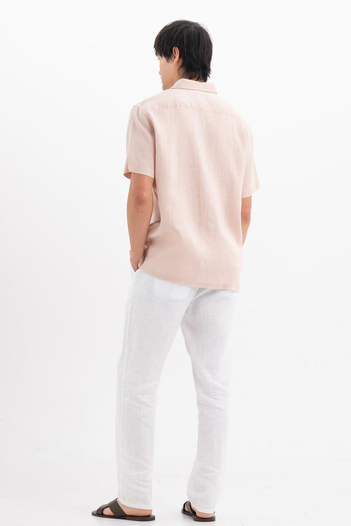 Mori Short Sleeve Linen Shirt Light Pink