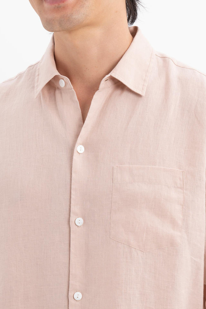 Mori Short Sleeve Linen Shirt Light Pink