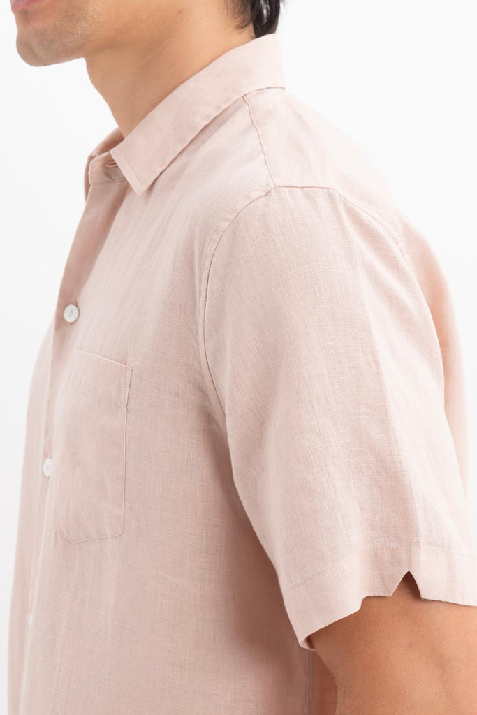 Mori Short Sleeve Linen Shirt Light Pink