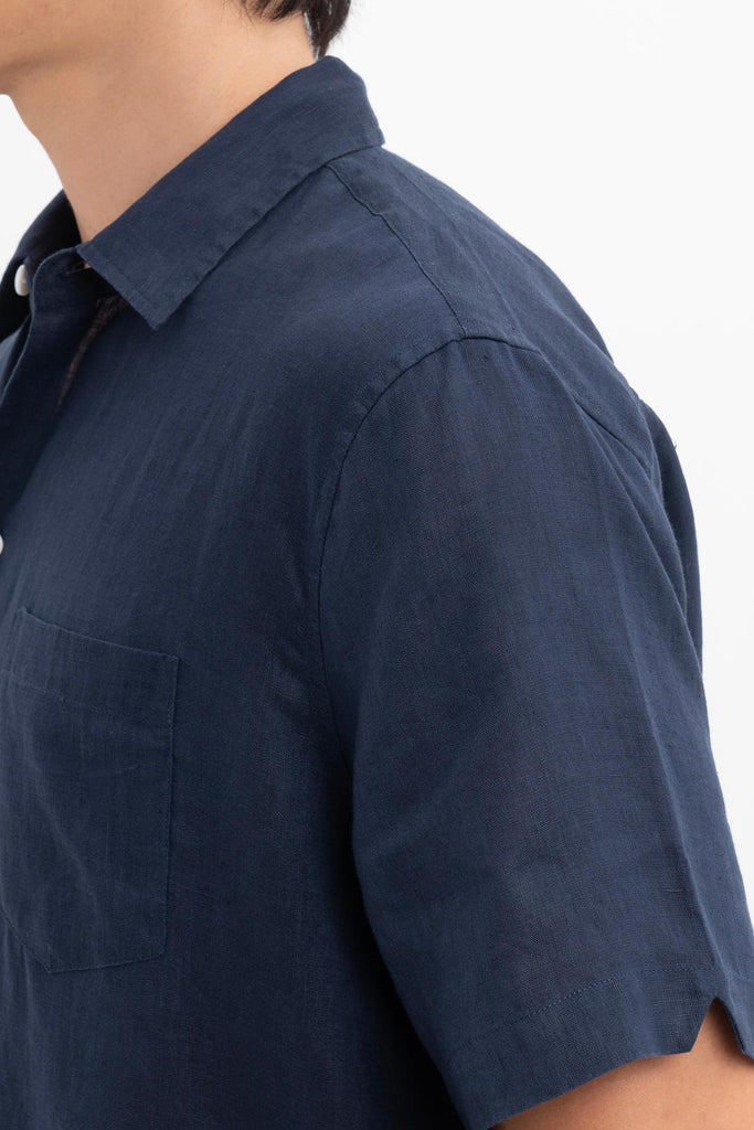 Mori Short Sleeve Linen Shirt Navy