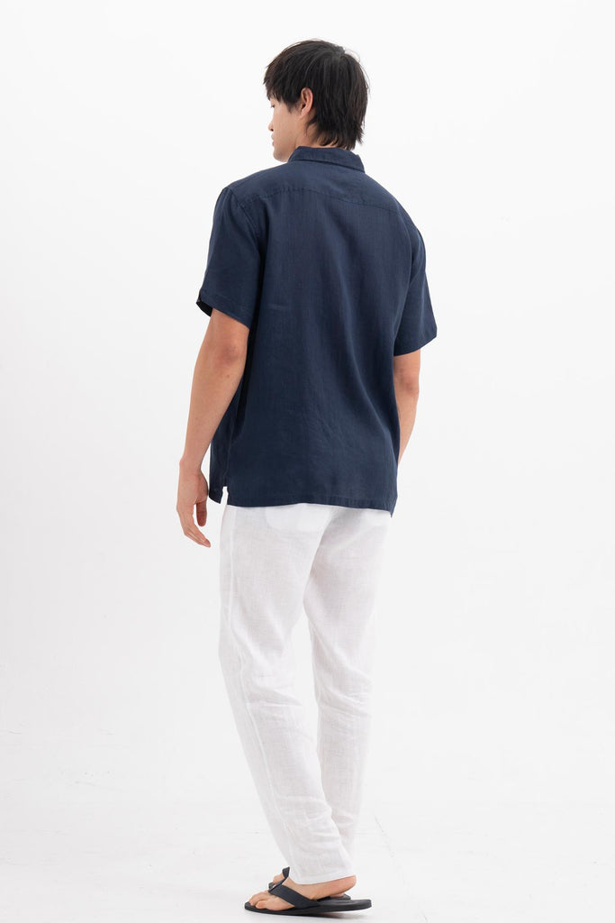 Mori Short Sleeve Linen Shirt Navy