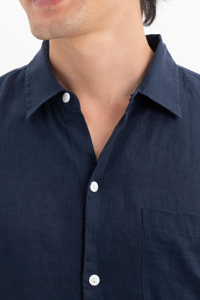 Mori Short Sleeve Linen Shirt Navy