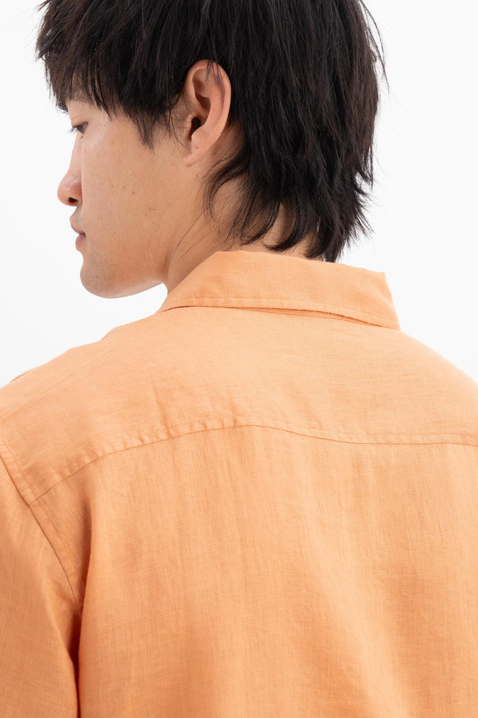 Mori Short Sleeve Linen Shirt Orange