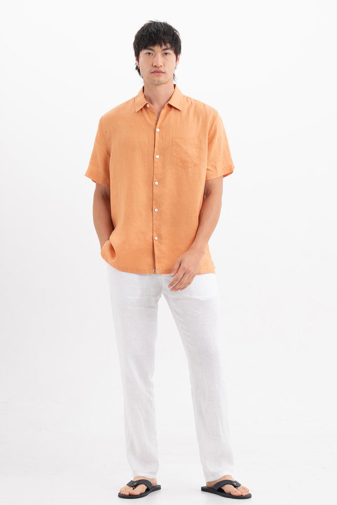 Mori Short Sleeve Linen Shirt Orange