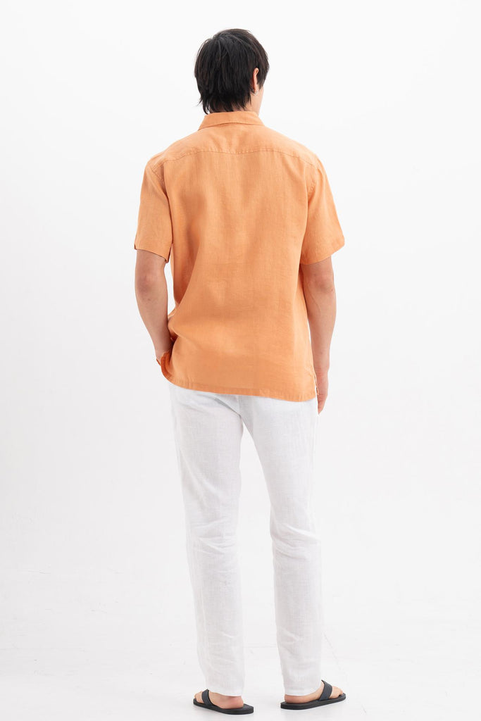 Mori Short Sleeve Linen Shirt Orange