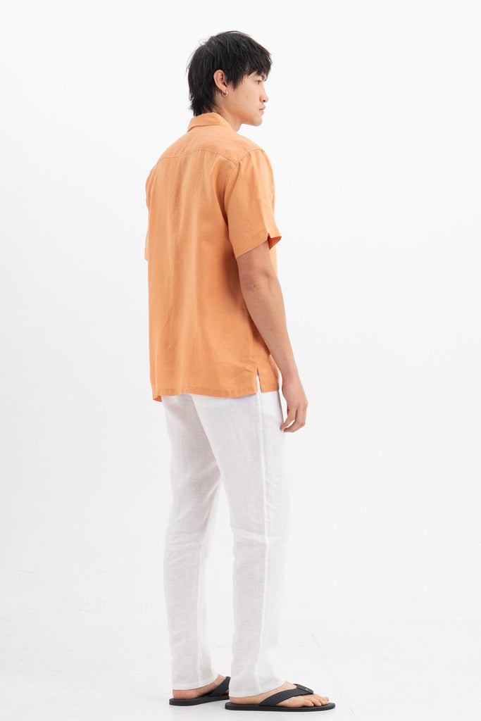 Mori Short Sleeve Linen Shirt Orange