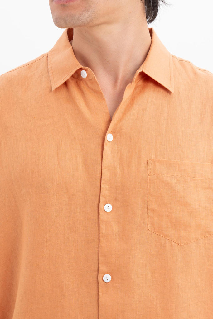 Mori Short Sleeve Linen Shirt Orange