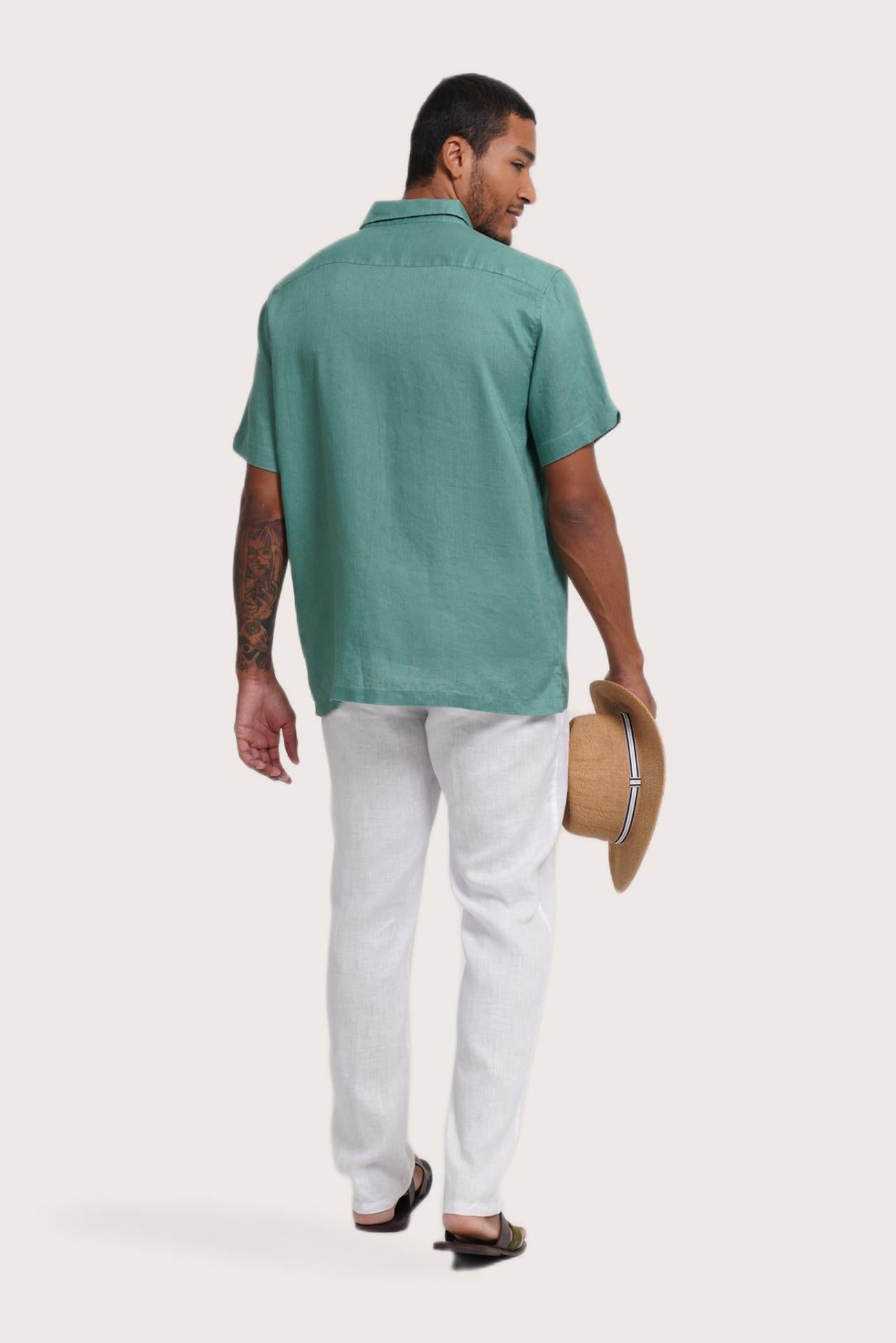Mori Short Sleeve Linen Shirt Sage