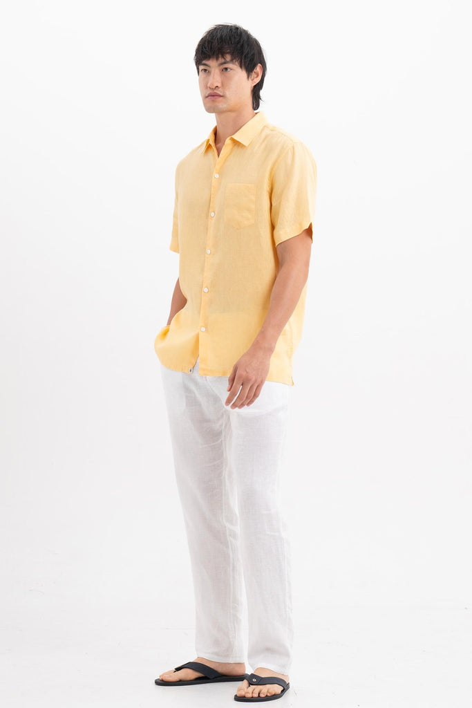 Mori Short Sleeve Linen Shirt Yellow