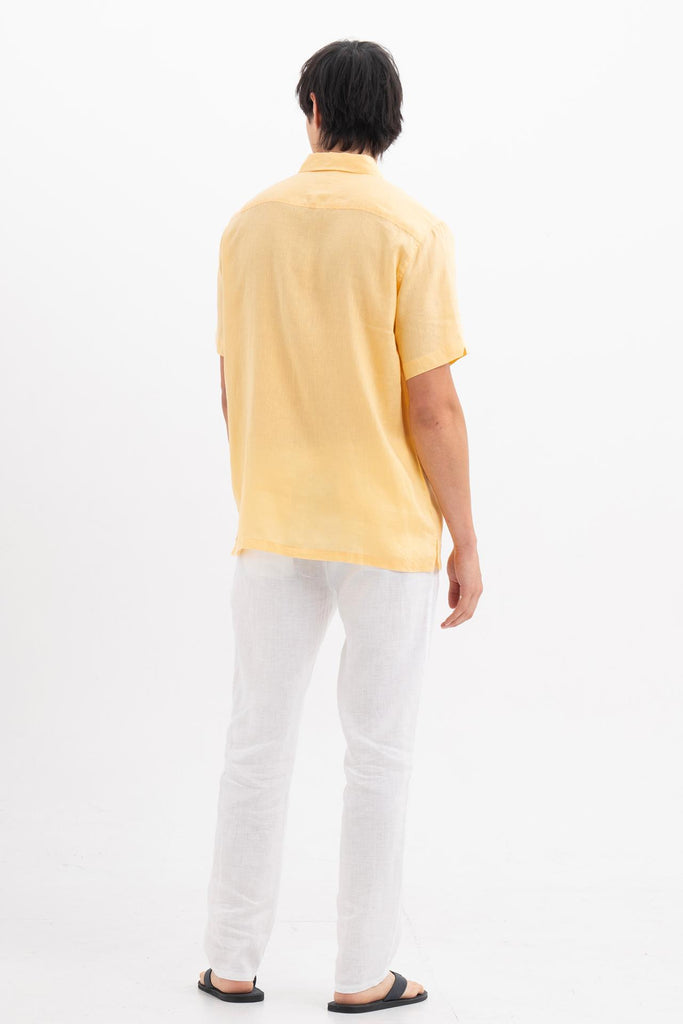 Mori Short Sleeve Linen Shirt Yellow