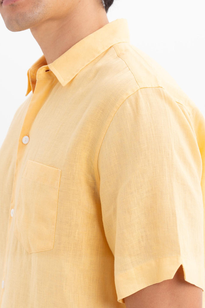 Mori Short Sleeve Linen Shirt Yellow