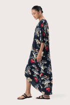 Nala Kaftan Dress White  Green Base