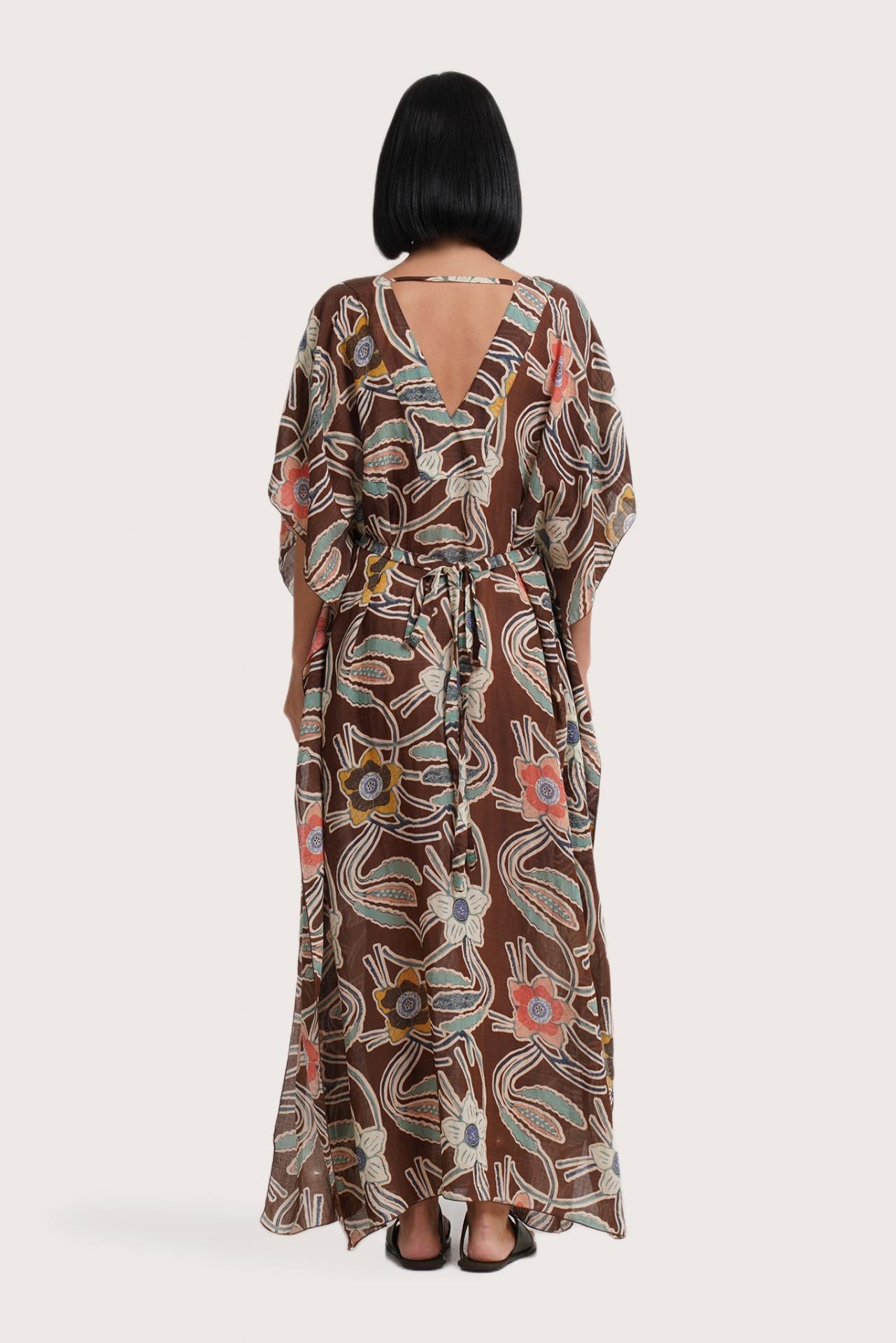 Nami Kaftan Batik Flower Brown