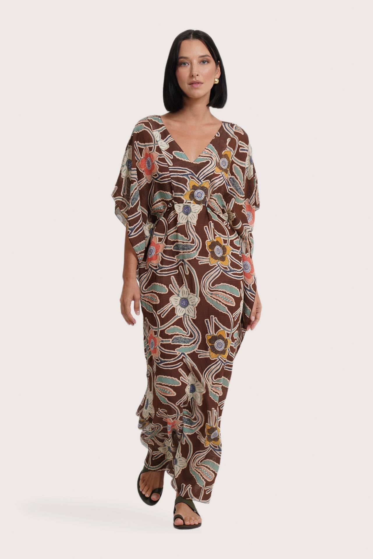Nami Kaftan Batik Flower Brown