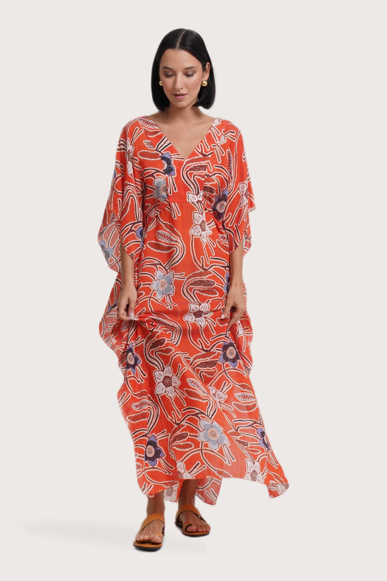 Nami Kaftan Batik Flower Red