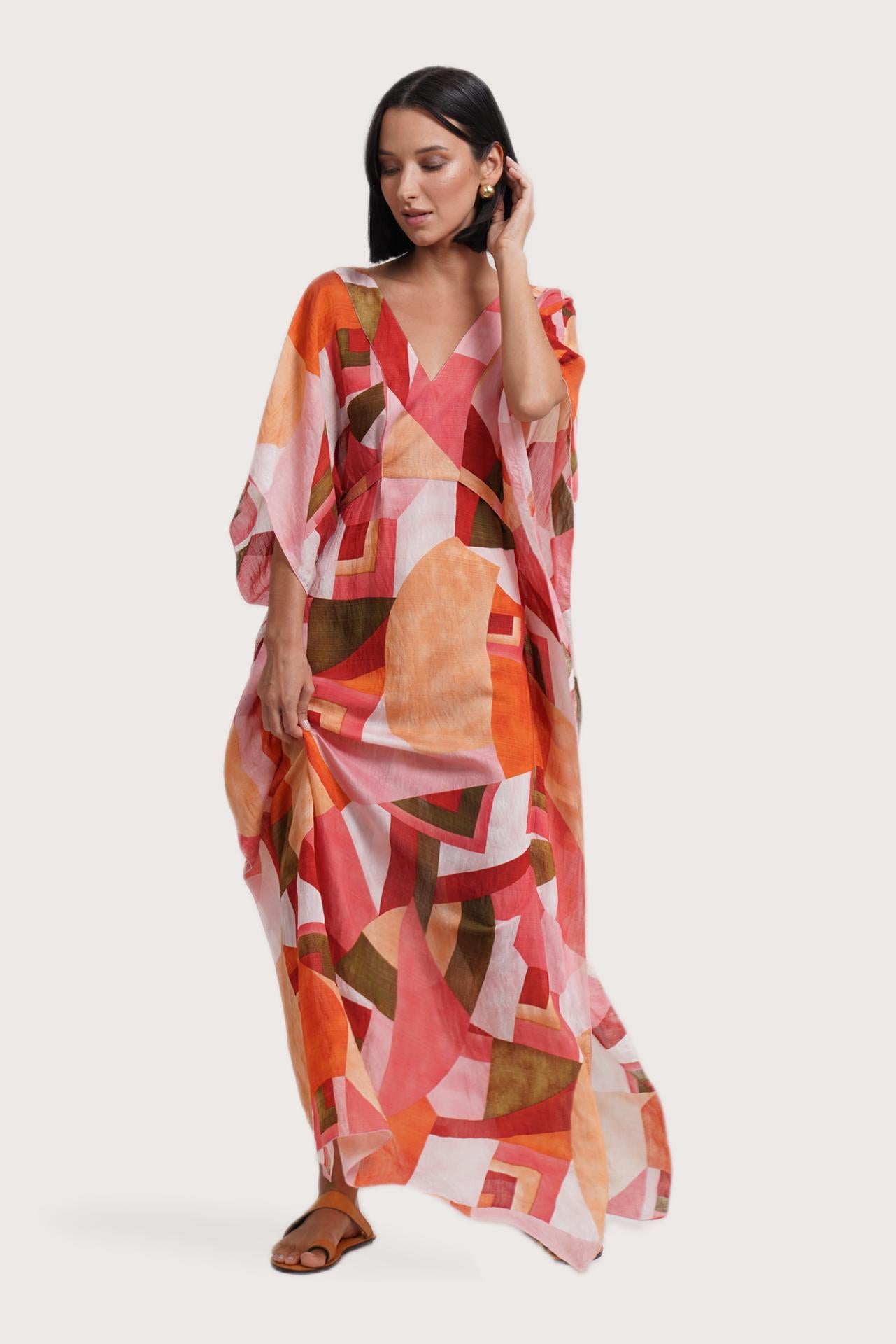 Nami Kaftan Diagonal Pink